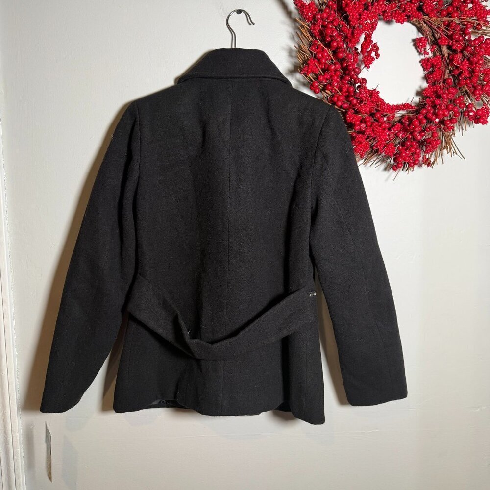 Maralyn & Me Dark Academia Preppy Classic Double Breasted Peacoat SMALL Black - Picture 3 of 7
